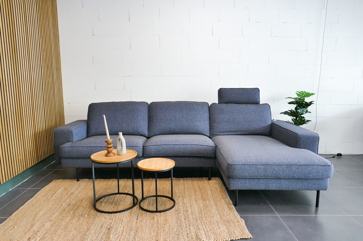 Refurbished Montel Brooke Chaise Longue grijs / blauw
