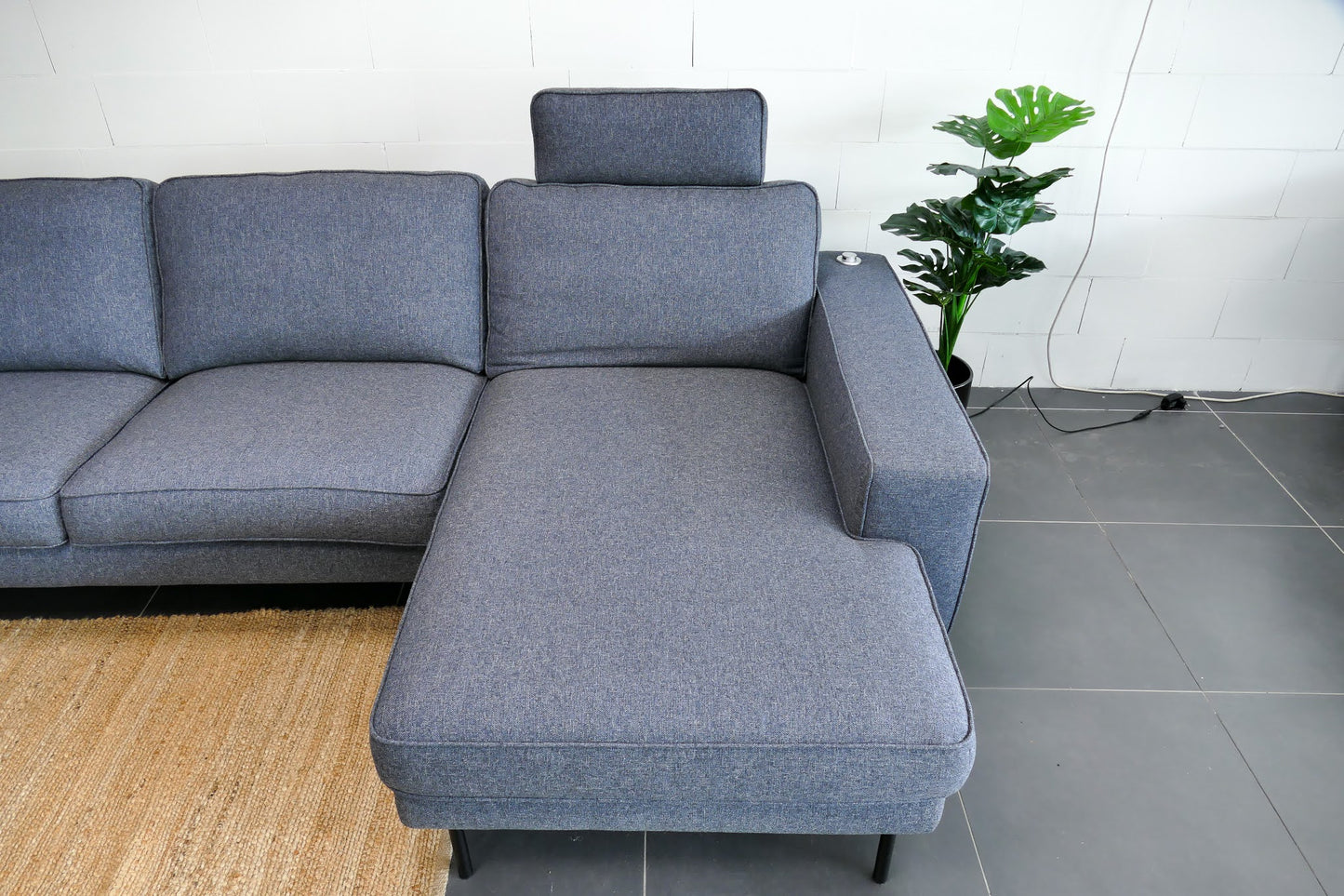 Refurbished Montel Brooke Chaise Longue grijs / blauw