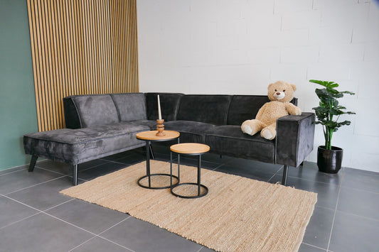 Refurbished Velvet hoekbank Antraciet