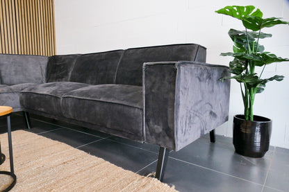 Refurbished Velvet hoekbank Antraciet
