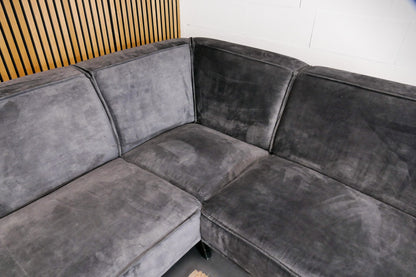 Refurbished Velvet hoekbank Antraciet