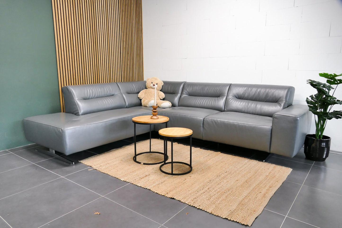 Refurbished Leren Chateau d'Ax Hoekbank donkergrijs