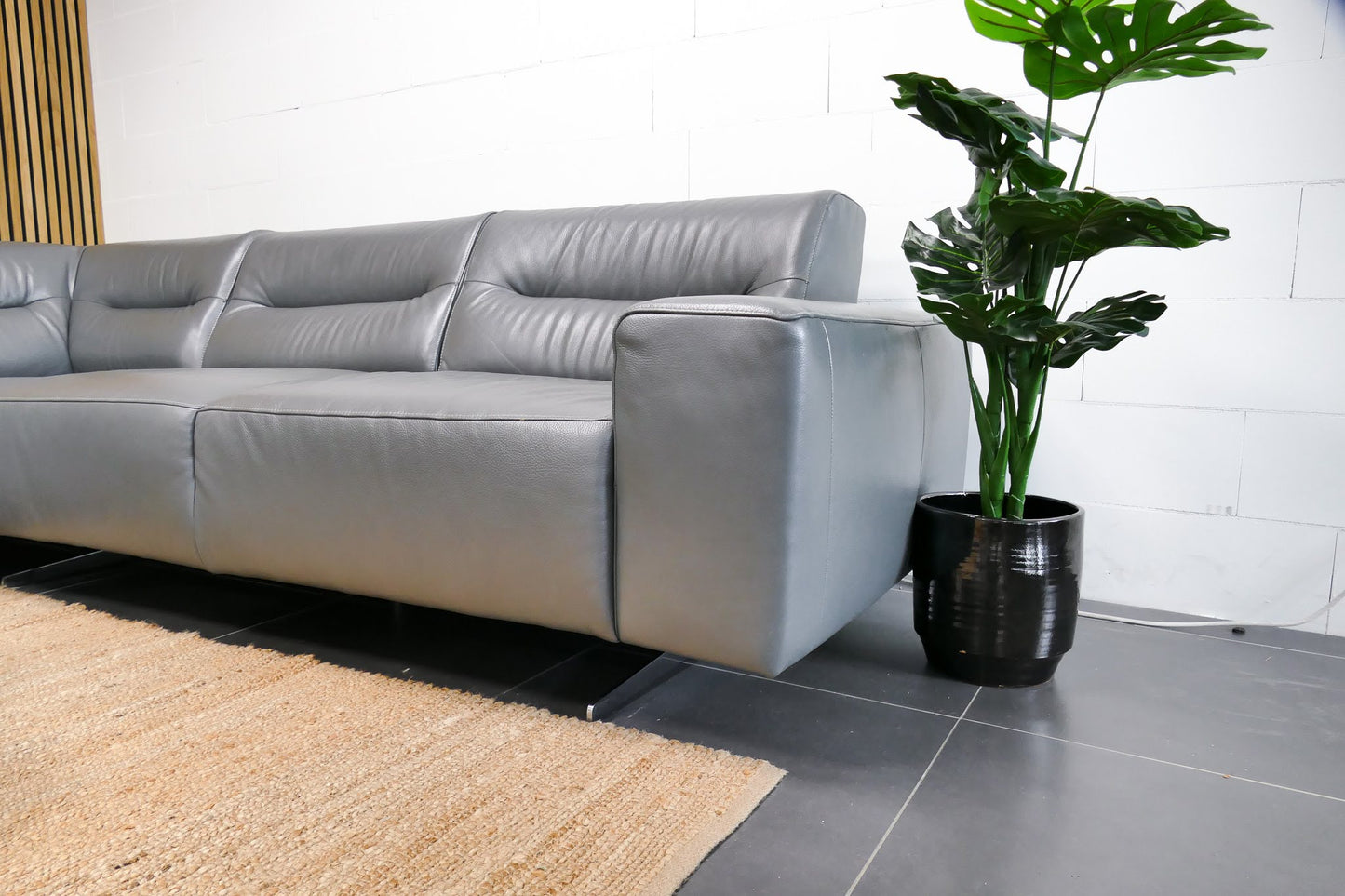 Refurbished Leren Chateau d'Ax Hoekbank donkergrijs