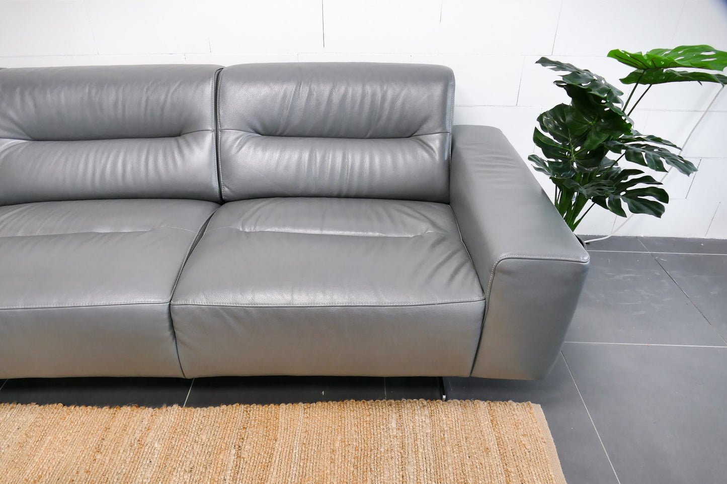 Refurbished Leren Chateau d'Ax Hoekbank donkergrijs