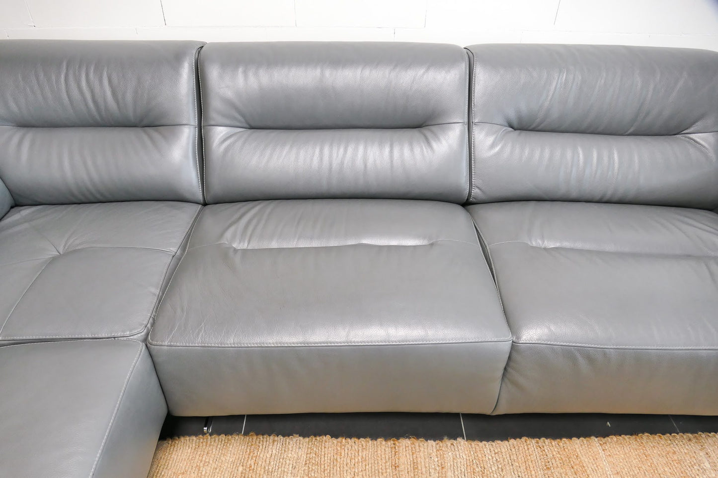 Refurbished Leren Chateau d'Ax Hoekbank donkergrijs