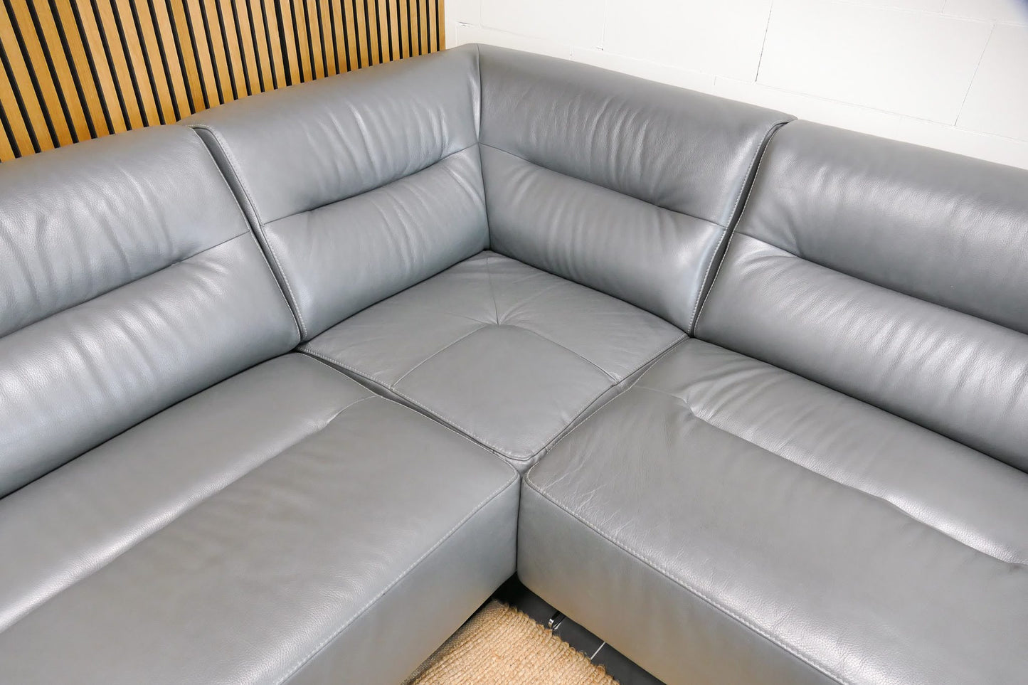 Refurbished Leren Chateau d'Ax Hoekbank donkergrijs