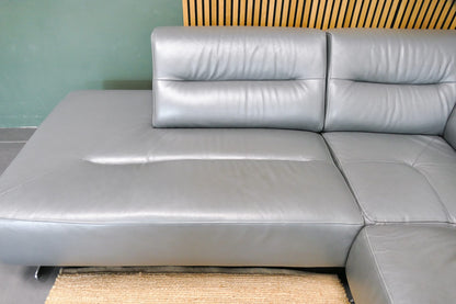 Refurbished Leren Chateau d'Ax Hoekbank donkergrijs
