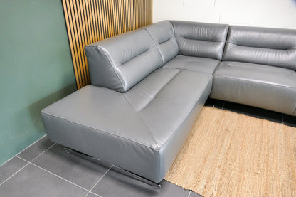 Refurbished Leren Chateau d'Ax Hoekbank donkergrijs