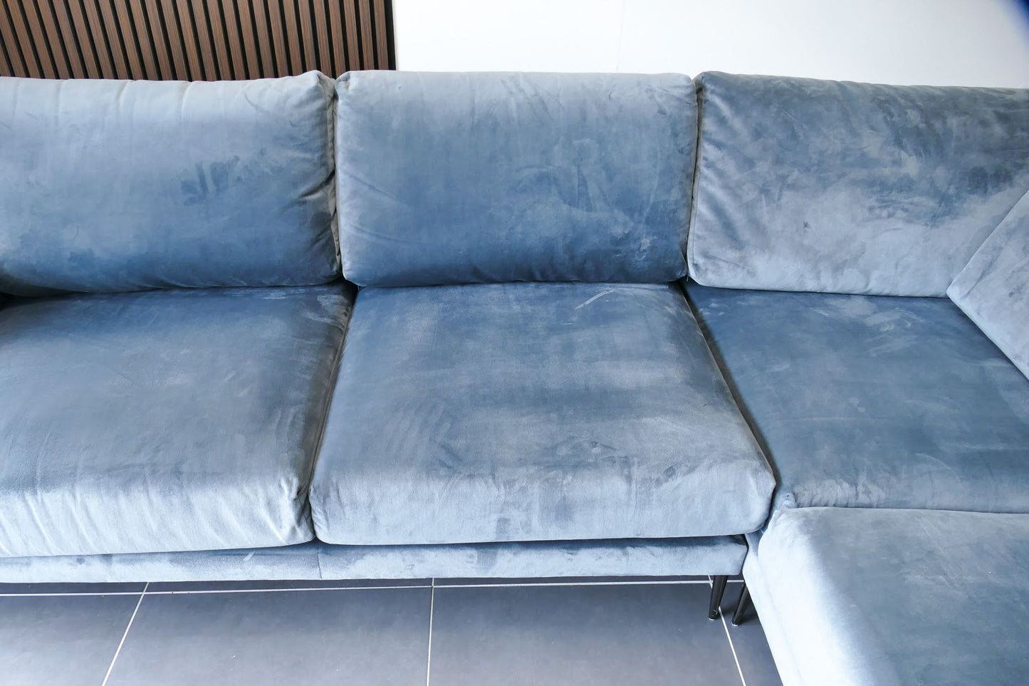 Refurbished Hoekbank Velvet Turqouise