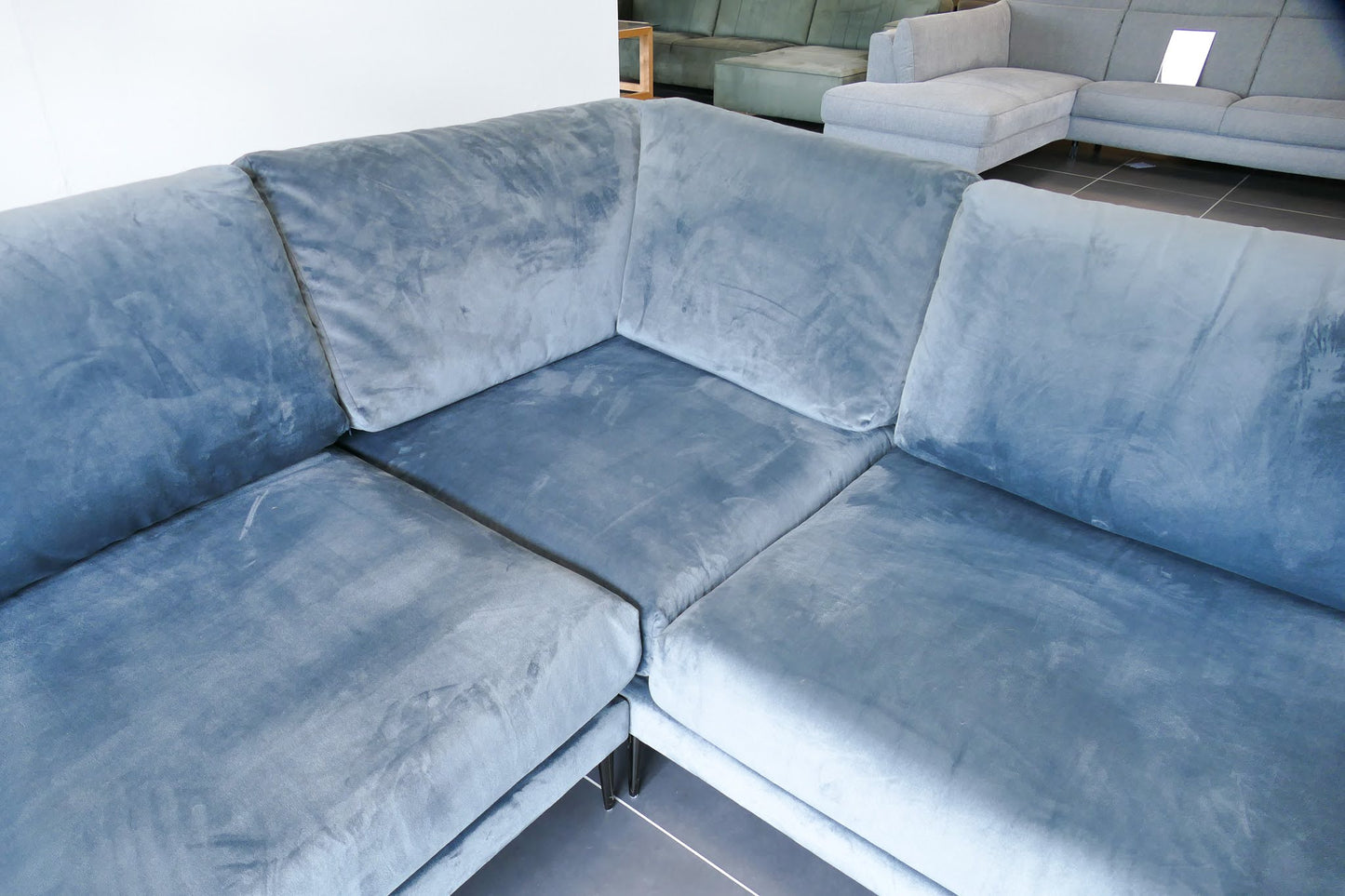 Refurbished Hoekbank Velvet Turqouise