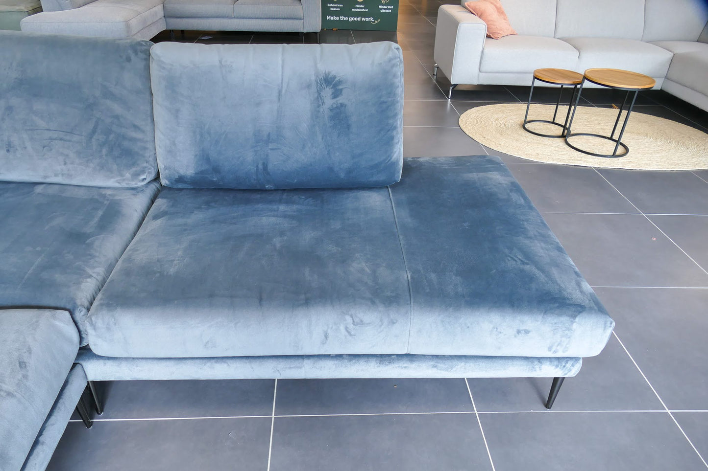 Refurbished Hoekbank Velvet Turqouise