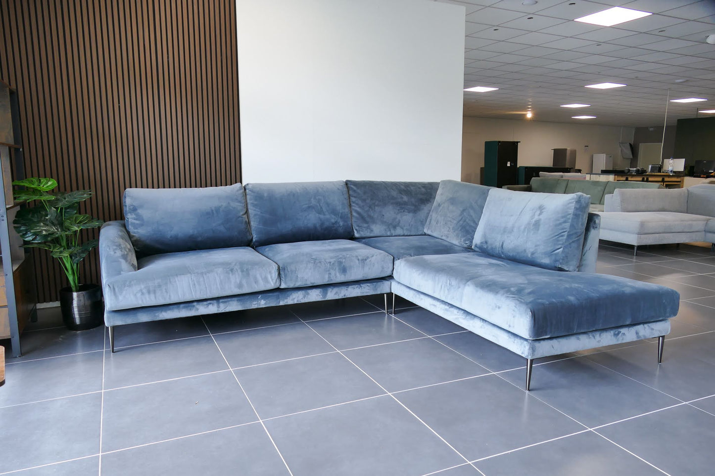 Refurbished Hoekbank Velvet Turqouise
