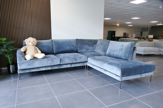Refurbished Hoekbank Velvet Turqouise