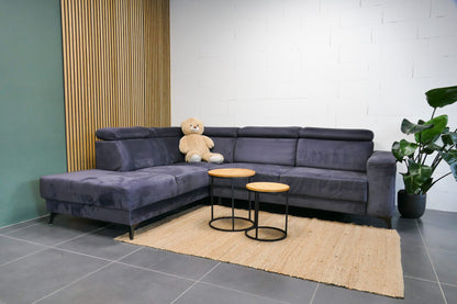 Refurbished Hoekbank met Verstelbare hoofdsteunen Antraciet / Donkerblauw