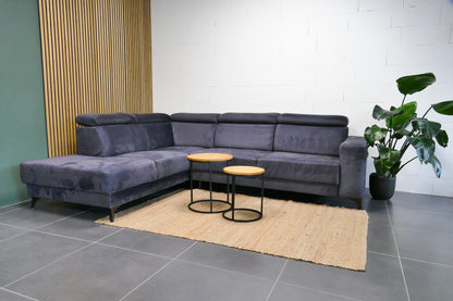 Refurbished Hoekbank met Verstelbare hoofdsteunen Antraciet / Donkerblauw