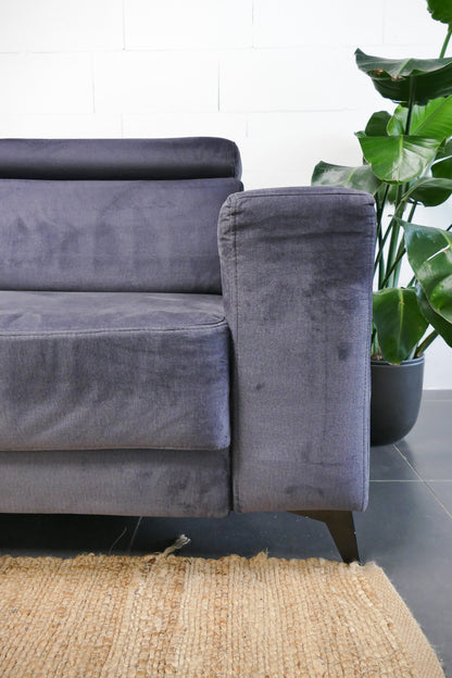 Refurbished Hoekbank met Verstelbare hoofdsteunen Antraciet / Donkerblauw
