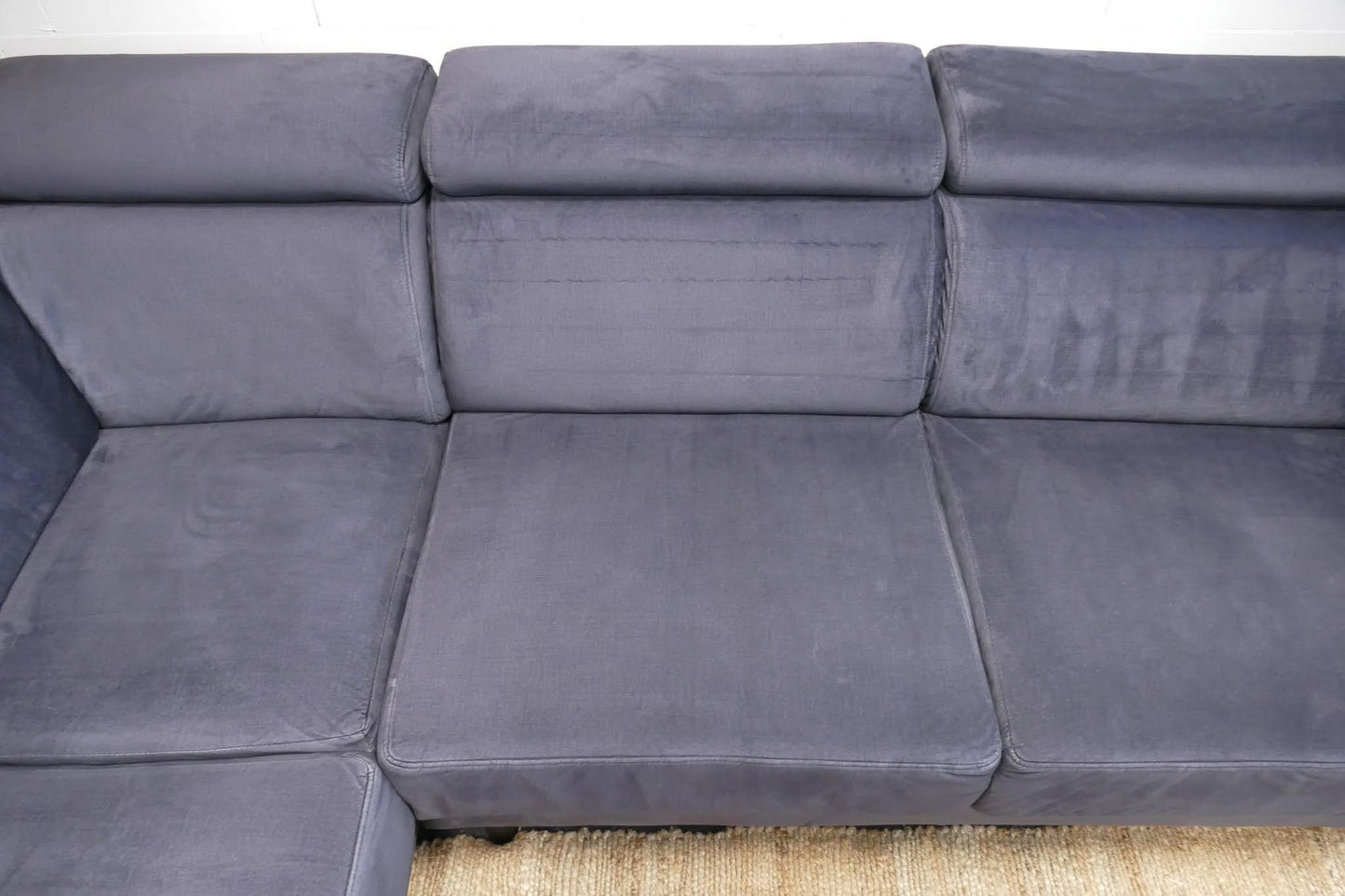 Refurbished Hoekbank met Verstelbare hoofdsteunen Antraciet / Donkerblauw