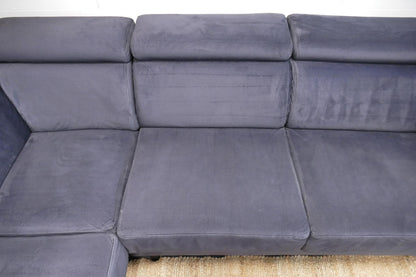 Refurbished Hoekbank met Verstelbare hoofdsteunen Antraciet / Donkerblauw