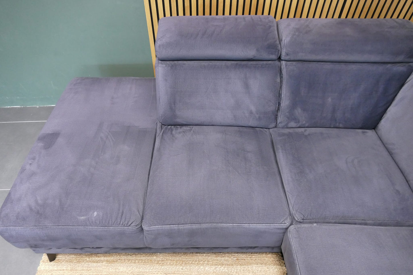 Refurbished Hoekbank met Verstelbare hoofdsteunen Antraciet / Donkerblauw