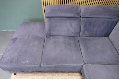 Refurbished Hoekbank met Verstelbare hoofdsteunen Antraciet / Donkerblauw
