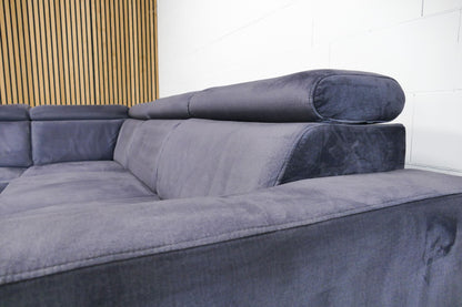 Refurbished Hoekbank met Verstelbare hoofdsteunen Antraciet / Donkerblauw