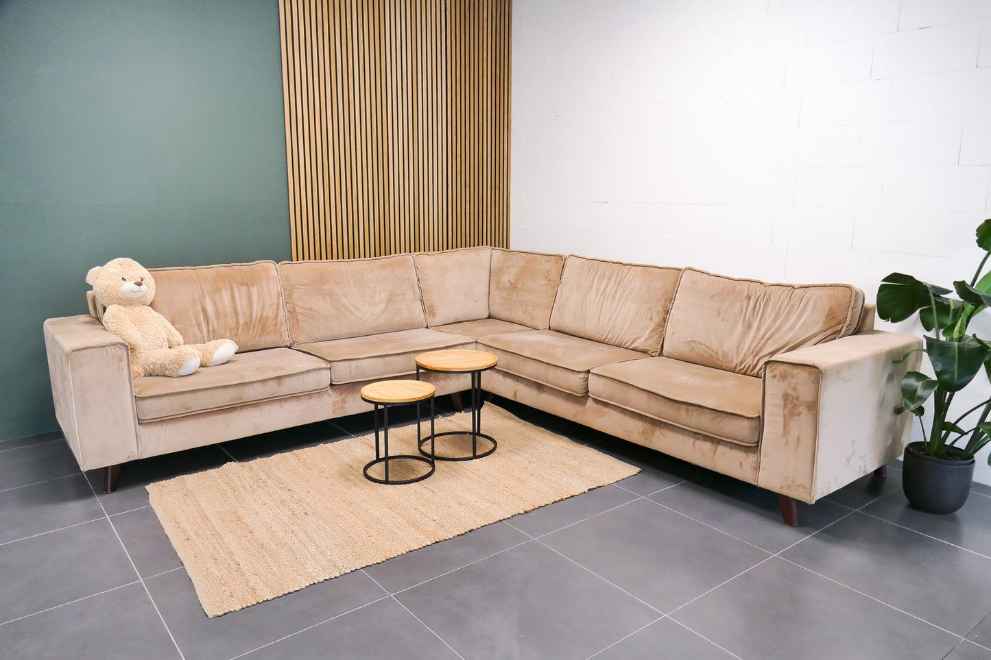 Grote Velvet Hoekbank Zitmaxx Camel Bruin