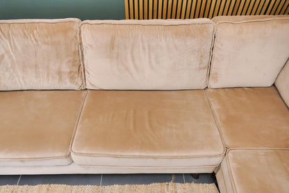 Grote Velvet Hoekbank Zitmaxx Camel Bruin