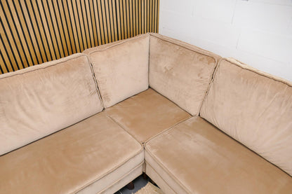Grote Velvet Hoekbank Zitmaxx Camel Bruin