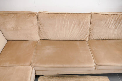 Grote Velvet Hoekbank Zitmaxx Camel Bruin