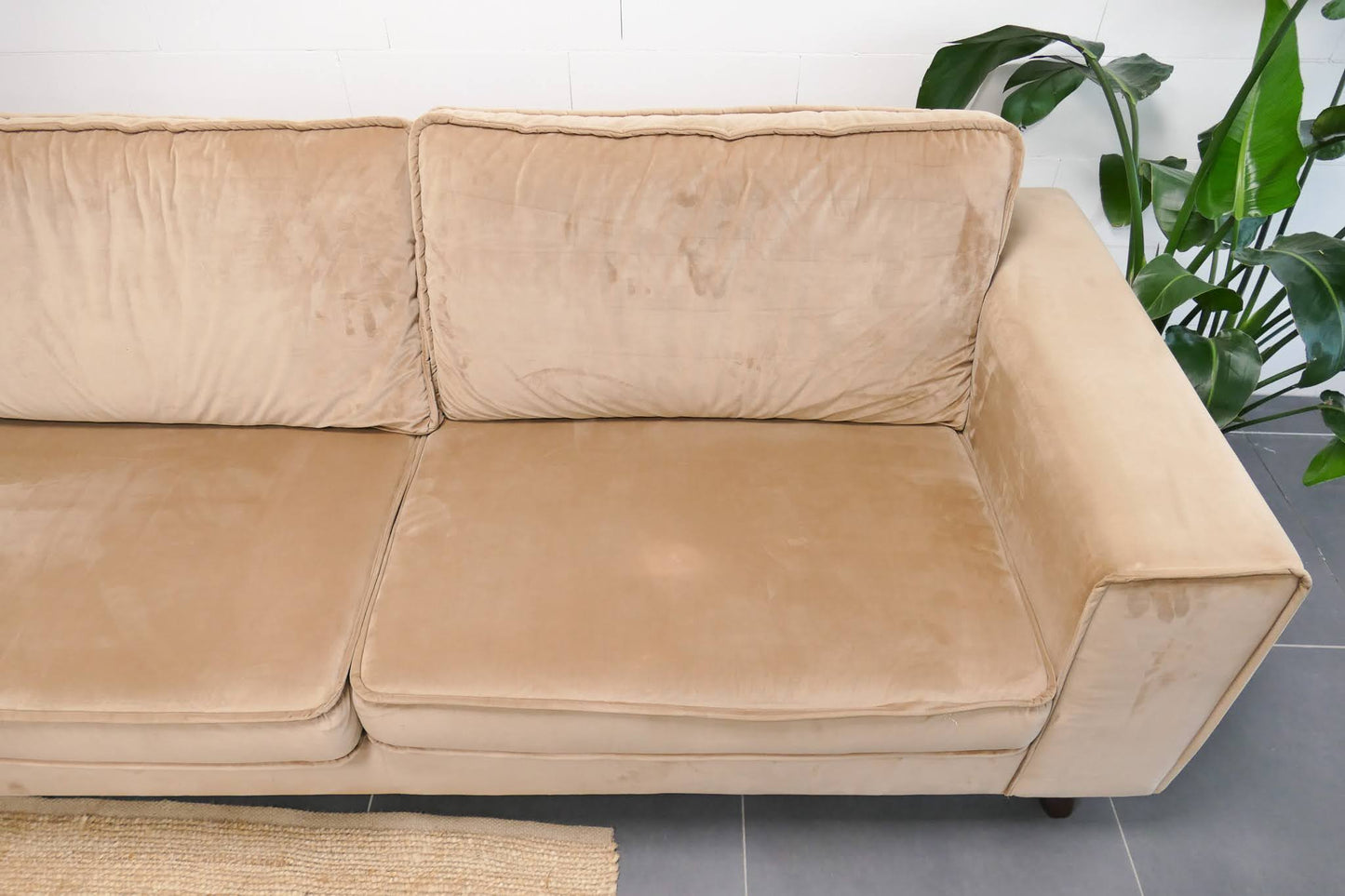 Grote Velvet Hoekbank Zitmaxx Camel Bruin