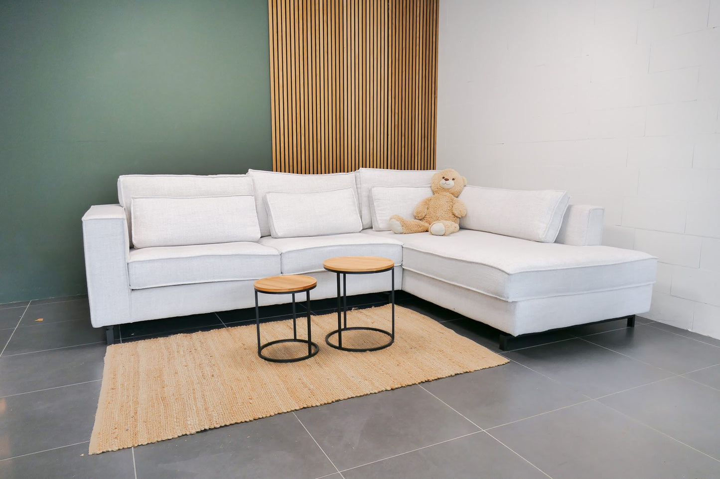 Refurbished Hoekbank Wit met Losse Kussens