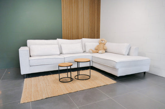 Refurbished Hoekbank Wit met Losse Kussens
