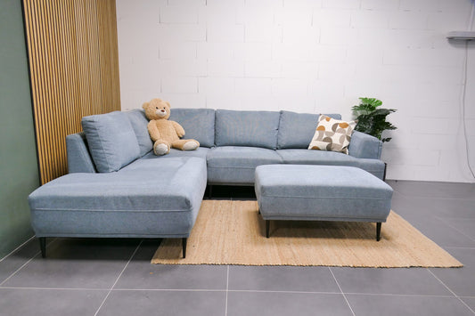 Refurbished De Bommel Hoekbank Lichtblauw