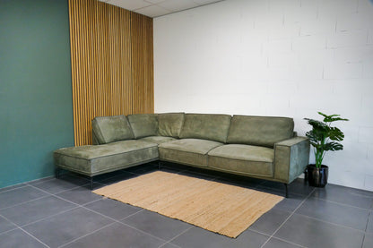 Refurbished Hoekbank Profijtmeubel Groen Microvezel