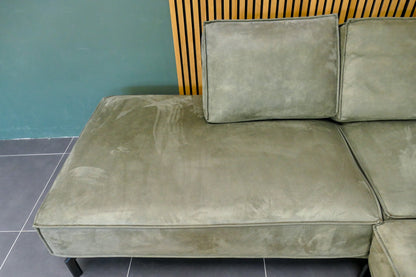 Refurbished Hoekbank Profijtmeubel Groen Microvezel