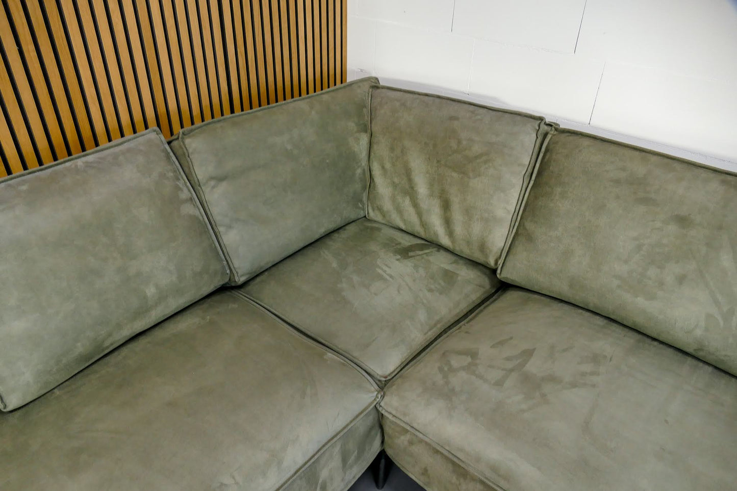 Refurbished Hoekbank Profijtmeubel Groen Microvezel