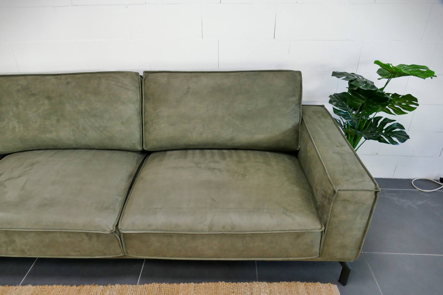 Refurbished Hoekbank Profijtmeubel Groen Microvezel