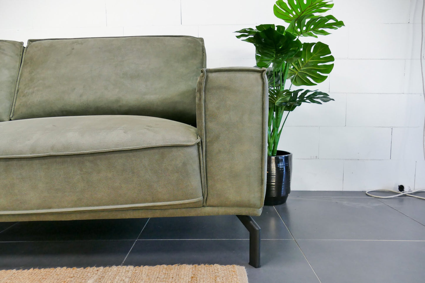 Refurbished Hoekbank Profijtmeubel Groen Microvezel