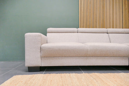Refurbished Beige Hoekbank verstelbare hoofdsteunen
