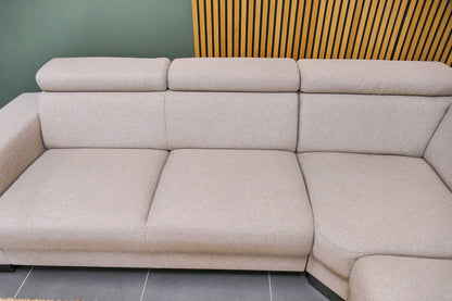 Refurbished Beige Hoekbank verstelbare hoofdsteunen