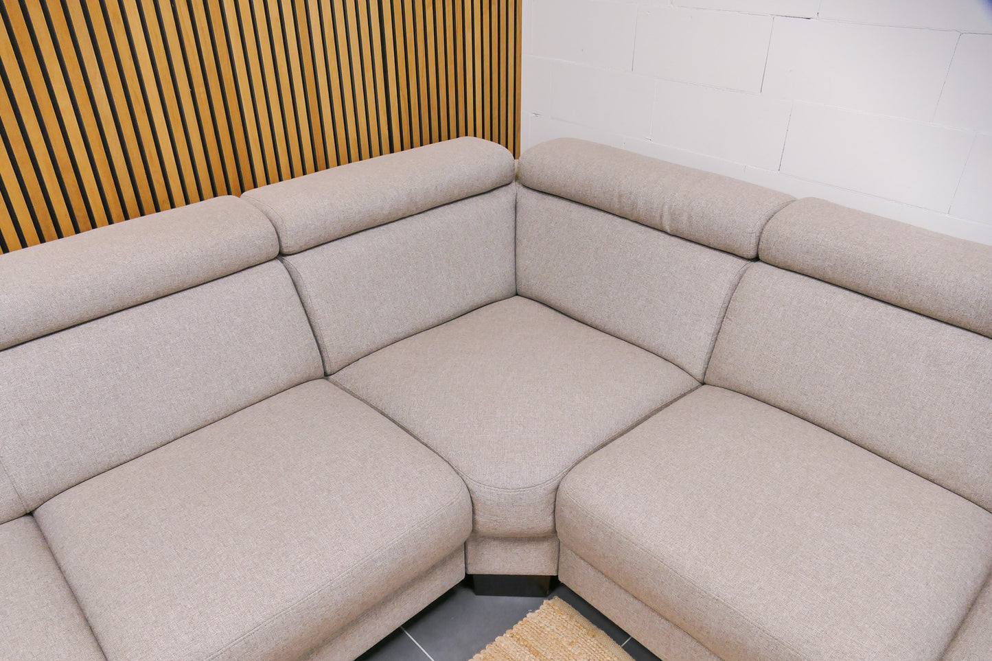 Refurbished Beige Hoekbank verstelbare hoofdsteunen