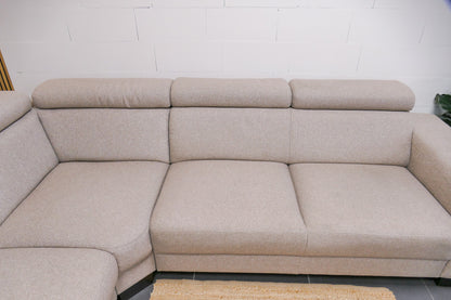 Refurbished Beige Hoekbank verstelbare hoofdsteunen