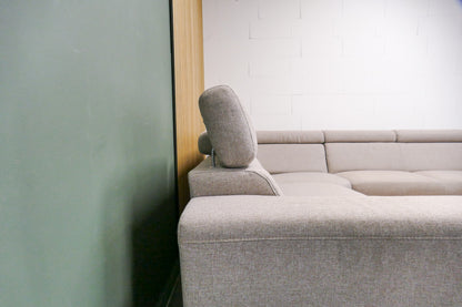Refurbished Beige Hoekbank verstelbare hoofdsteunen