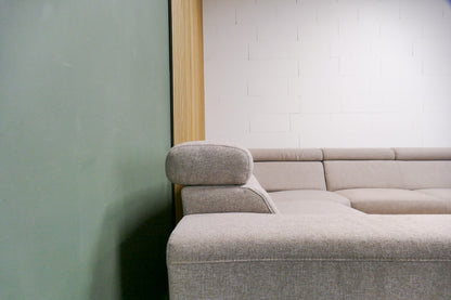 Refurbished Beige Hoekbank verstelbare hoofdsteunen