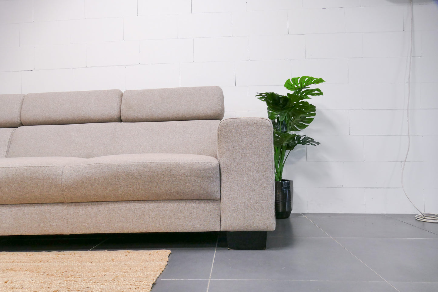 Refurbished Beige Hoekbank verstelbare hoofdsteunen