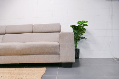Refurbished Beige Hoekbank verstelbare hoofdsteunen