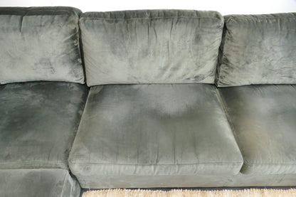Refurbished Hoekbank Velvet Groen met Losse kussens