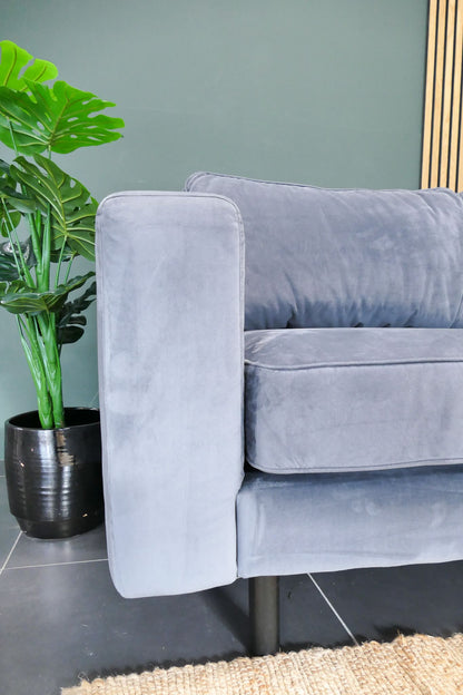 Refurbished Moderne Hoekbank Velvet Blauw