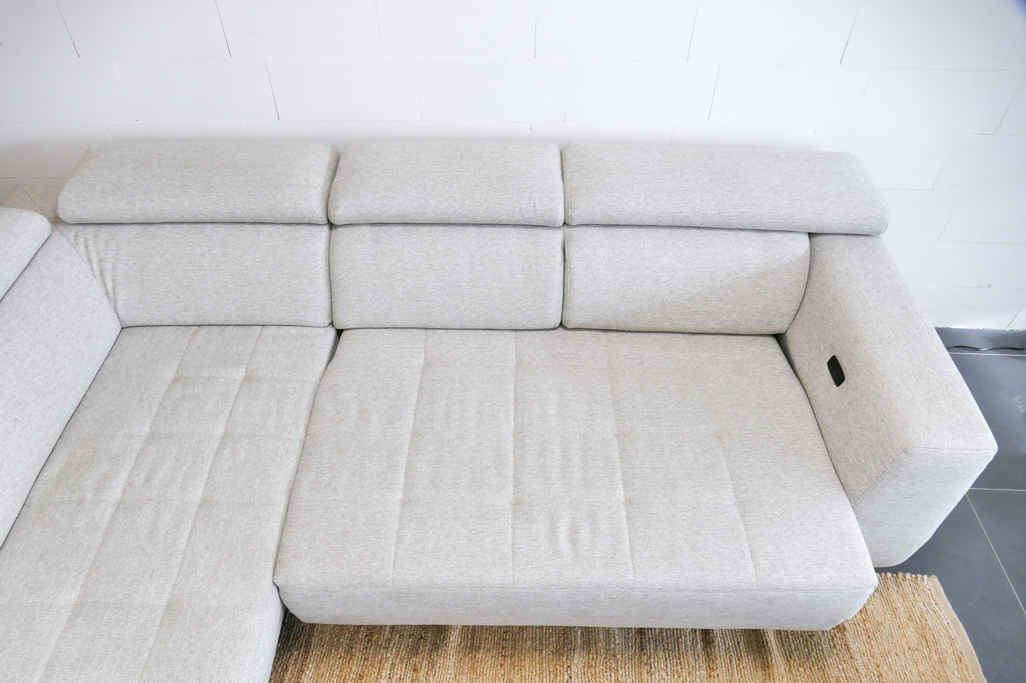 Refurbished Beige Hoekbank Elektrisch Verstelbaar