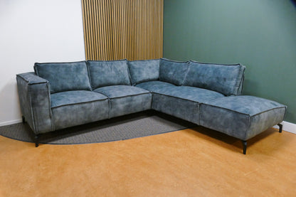 Refurbished Hoekbank Velvet Blauw